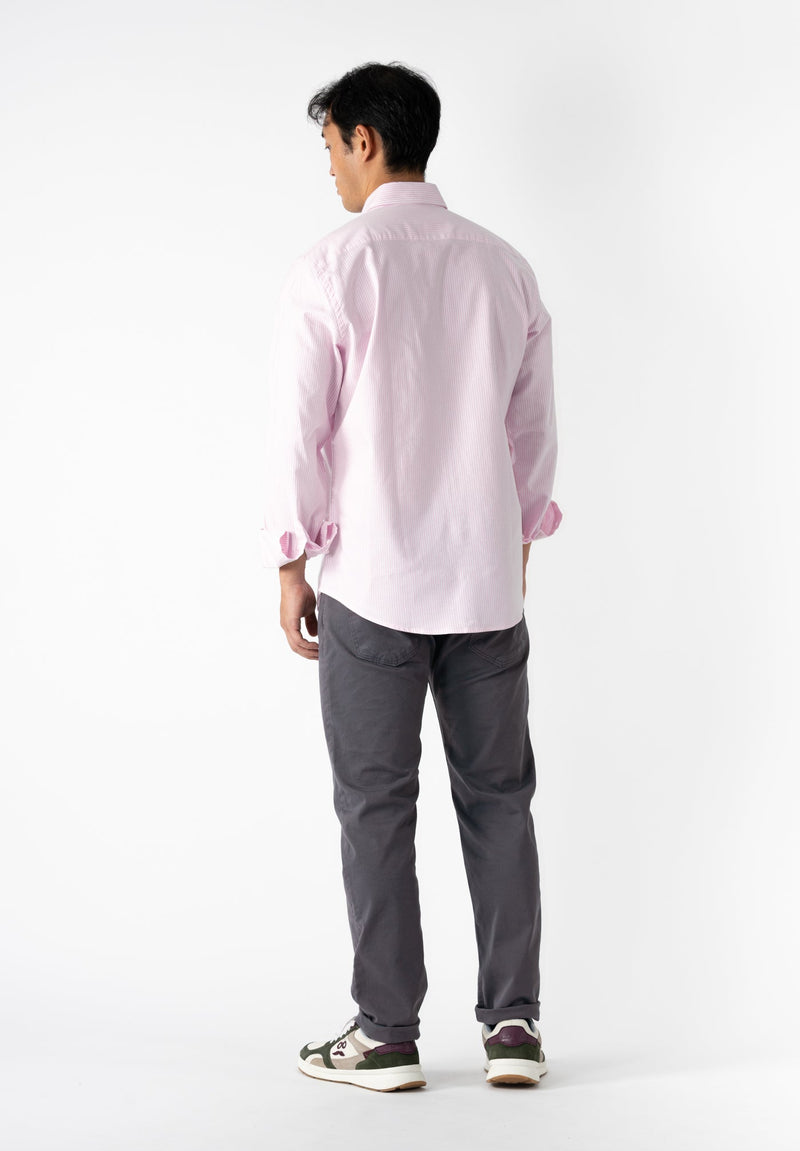 Camisa Oxford Rayas Rosa Palo